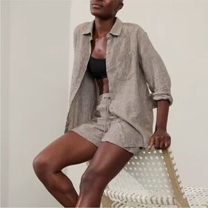XL 14 16 18 Athleta Retreat Linen Top Pyrite (sold out in 2024) breezy! EUC